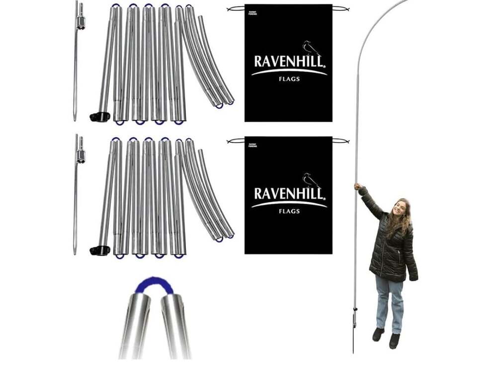 2pack Ravenhill Outdoor Feather Flag Pole Kit 13 Ft With Rotating Ground Stake A